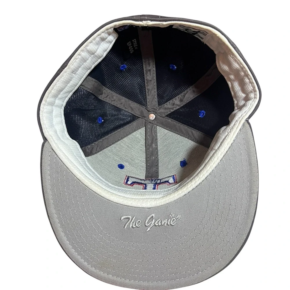 The Game Pro Texas Rangers Fitted‎ Baseball Hat Grey Blue Red Size 7 GP400 Cap
